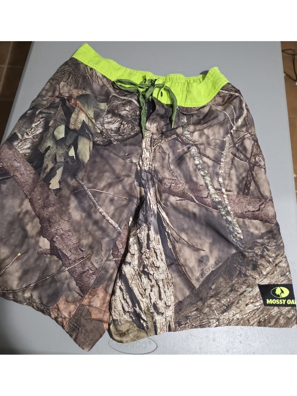 Realtree Edge Camo Swim Trunks Mens L Neon Yellow Camouflage Board Shorts Mesh